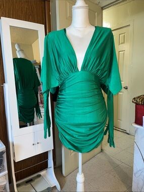 A Classy Chic Boutique Emerald Green Ruched Mini Dress